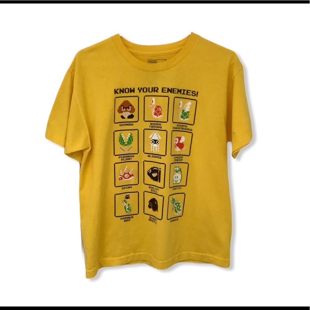 Yellow Super Mario Bros Tshirt know your enemies